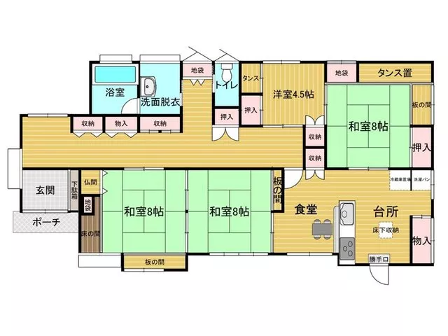 A quiet residential area. A pure Japanese-style single-story house with a garden. Additionally, there is land for a home vegetable garden.