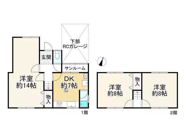 ■ 11 minutes walk to the station! Currently vacant! 2-story, 3DK! Each room is over 8 tatami mats! Garage for 1 car!