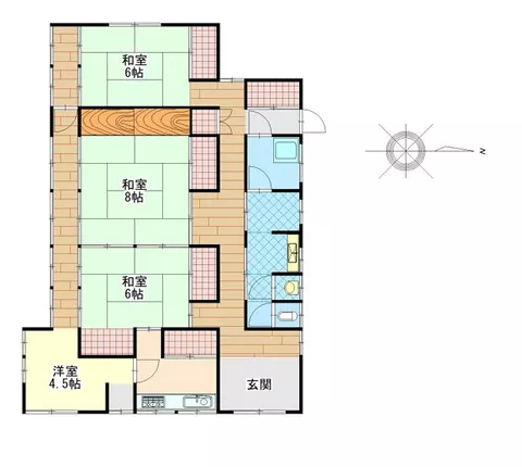 Kume-gun Misaki-cho Fujiwara (Kameko Station) Single-story building 4DK