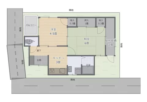 Itabashi-ku Nakadai 1-chome (Kamitabashi Station) Single-story building 2DK