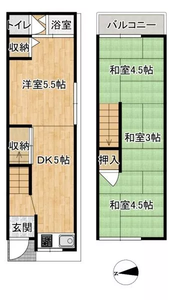 Higashi-Osaka City, Rokumanji-cho 2-chome (Hyotan-yama Station) 2-story 4DK