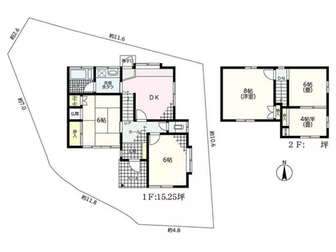 9 minutes on foot from Tsukahara Station ♪ South-facing 4DK ♪ South-facing balcony ♪ DK with a back door ♪ - Image 3