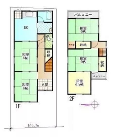 Ikoma-gun Ikaruga-cho, Kōdori Higashi 1-chome (Hōryūji Station) 2-story 5DK