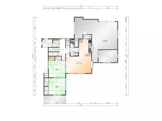 A home characterized by its spacious floor area and the convenience of a garage. The living space has been expanded through an extension.