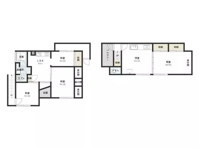 Each floor is equipped with water facilities, suitable for two families! A south-facing 4SDK with good sunlight♪