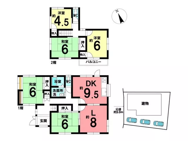 ■ About 12 minutes on foot from Sangi Railway "Akatsuki Gakuen Mae" Station ■ Parking for 3 cars in tandem available ■ All rooms have storage