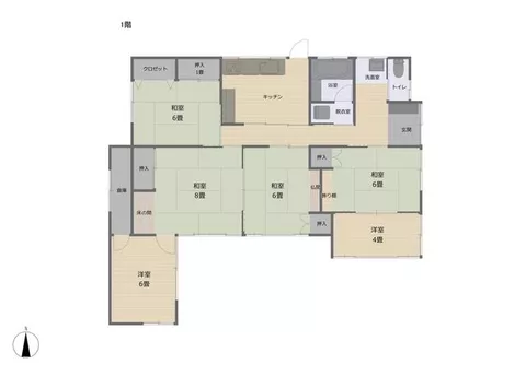 Iwaki City, Joban Kamiyu Nagahase Town, Yudai-do (Yumoto Station), single-story building, 5DK