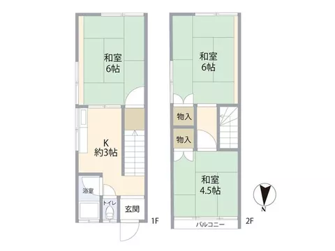 Land area approximately 72.24㎡ (approximately 21.85 tsubo) - a property consisting of 1 building with 2 connected units. - Image 3