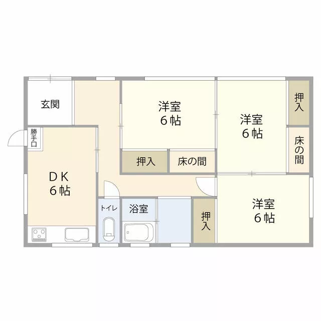 Yokoshiba-Hikari Town, Sanbu District, Furukawa (Yokoshiba Station) Single-story building 3DK