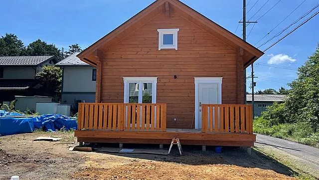 Newly built log house for single-family home
