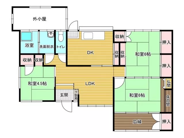 A nature-rich living environment near Kanetatsu Park! 3DK single-story house!