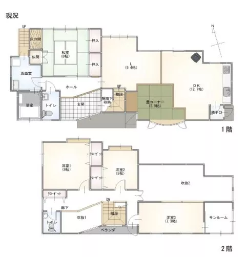 2-story, 3LDK in Jōkyōji Town, Fukui City