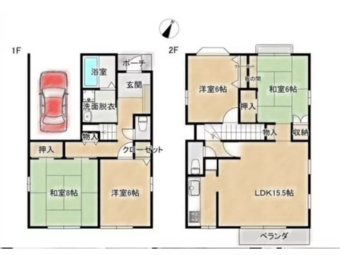 2nd floor LDK with good sunlight and privacy♪ Comes with a built-in garage♪ - Image 2