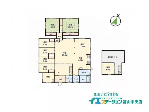 Spacious land, numerous rooms suitable for stores, employee dormitories, and day services
