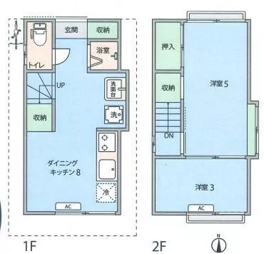 Katsushika-ku, Higashimizumoto 1-chome (Kanamachi Station) 2-story building 2DK