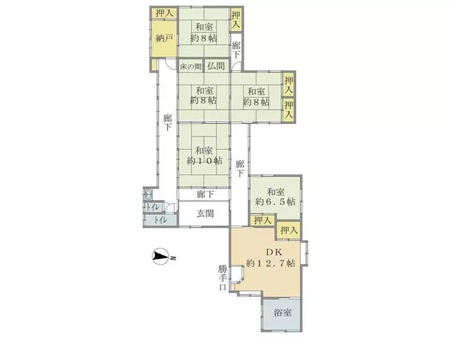 Over 150 tsubo of land area, charming single-story house! Parking for more than 4 cars. Near the coastal bypass.