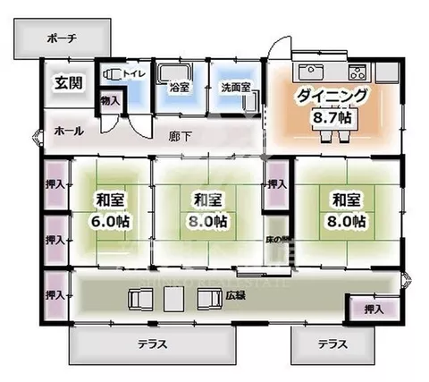 Miyakonojo City, Yamanokuchimachi Tomiyoshi, single-story, 3SDK