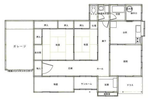 Kitakami City, Waga Town, Nagahama 7 Chiwari (Fujine Station) Single-story building 3DK