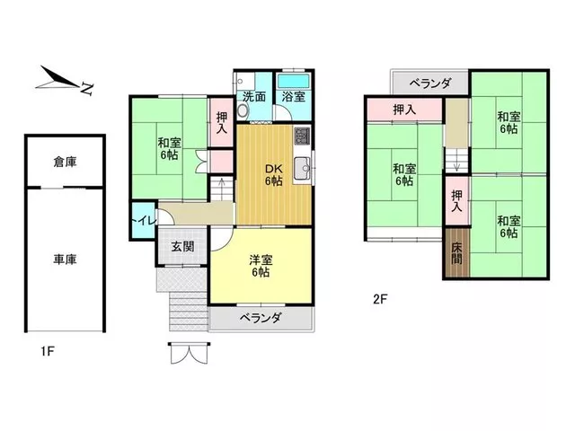 ■Front road 6m × frontage 7.2m! Spacious 5DK house with parking for 1 car. Also great for investment.