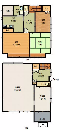 2-story building, 3K in Kubota Town, Yonezawa City (Okitsuma Station)