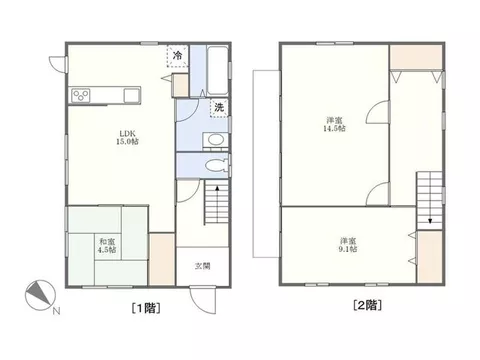 2-minute walk to Hanazakigaoka bus stop! A detached property with parking for 2 cars