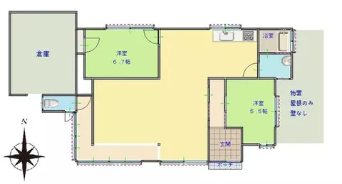 Kurashiki City, Kojima Ogawa 9-chome (Uenocho Station), single-story building, 2LDK