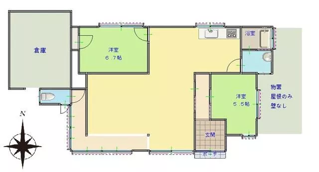 Kurashiki City, Kojima Ogawa 9-chome (Uenocho Station), single-story building, 2LDK