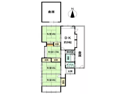 [Popular single-story home!] 4DK in the Ninekawa area! The surrounding environment is also well-equipped! Your favorite in