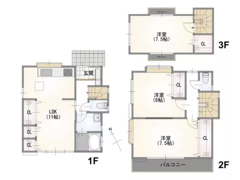 3LDK with all rooms over 6 tatami mats! Each room has storage, keeping the living space tidy♪ - Image 2