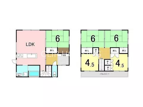 A living room characterized by warm wood grain! Spacious 5LDK layout! 4 rooms on the 2nd floor!