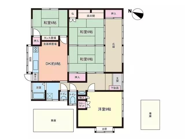 Corner lot with good sunlight! Parking for 2 cars OK! Spacious single-story house with a total floor area of 105.34㎡!