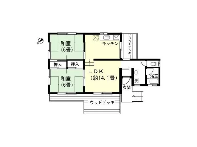 There are two 6-tatami mat Japanese-style rooms, which can accommodate more people when needed.