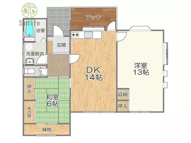 [Okuyama Elementary School, Hinsa South Junior High School] Outside urban planning area, compact layout single-story house 2DK