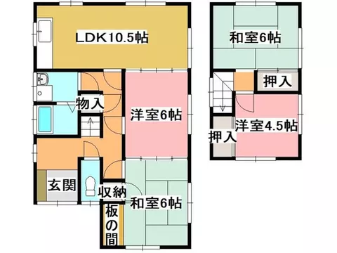 Quiet residential area, Japanese-style room, two-story building, good ventilation, within a developed subdivision.
