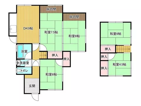A location within walking distance to Yoshitomi Station! A layout with many rooms, 5DK! Parking for 2 cars available!