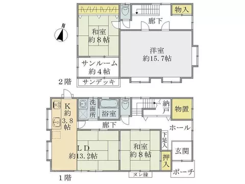 Carport for 3 cars! All rooms are over 8 tatami mats. Spacious 3LDK + storage + sunroom. - Image 2