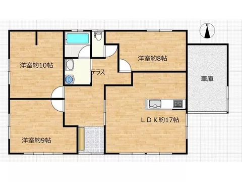 This is a single-story 3LDK with a garage.