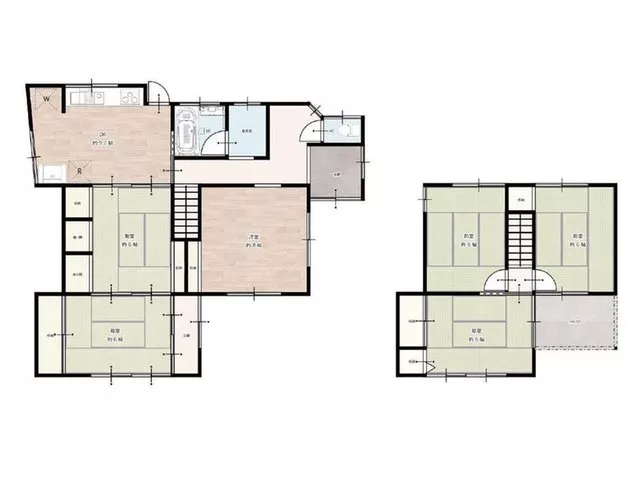 The land is 45 tsubo, with 5 Japanese-style rooms and 1 Western-style room, totaling 6DK