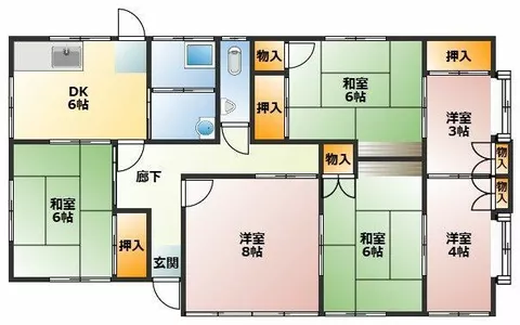Omuta City, Oaza Rekiki, single-story building, 6DK