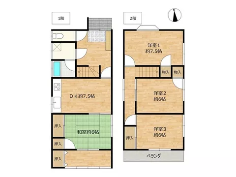 All rooms with storage, all rooms over 6 tatami mats, two-story 4DK with parking for 2 cars - Image 3