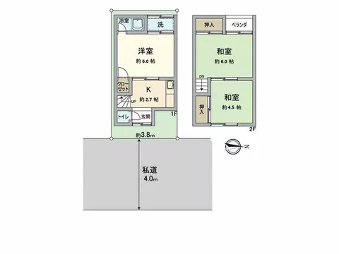 Okamegaya, Fushimi Ward, Kyoto City (JR Fujimori Station) 2-story 3K