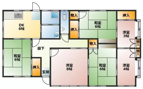 6DK, single-story building, Oaza Rekiki, Omuta City - Image 2