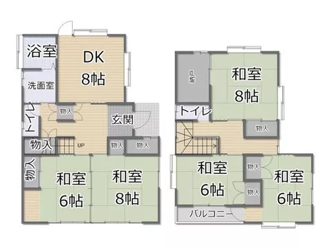 Spacious layout design of 5DK with all rooms over 6 tatami mats, urban gas available in the area - Image 2