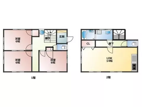 3LDK house with a living room on the second floor☆ Monthly payments starting from 20,000 yen■ All rooms 6 tatami mats■ Air conditioning - Image 3
