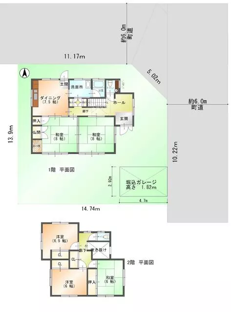 Yoshino County, Oyo Town, Oaza Tsuchida (Koshibe Station) 2-story building 5DK