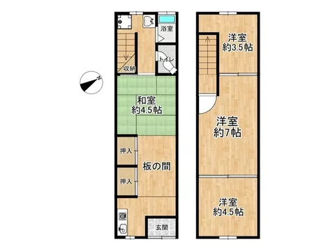 2 minutes on foot from Midosuji Line "Dobutsuen-mae" Station, accessible by three train lines, Taishi 1-chome terrace house