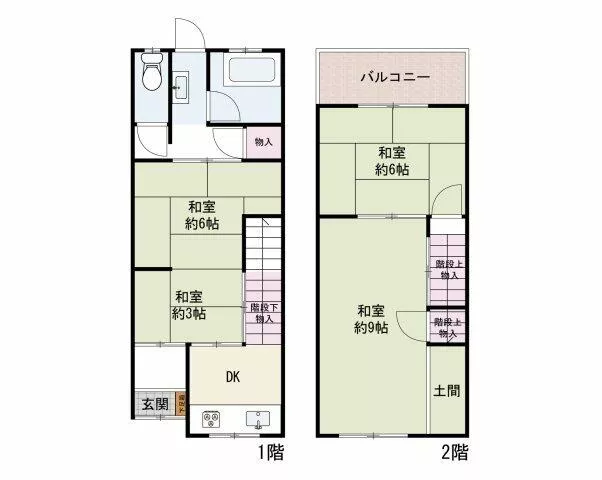 Kishiwada City, Kamochō 4-chome (Haruki Station) 2-story building 4DK