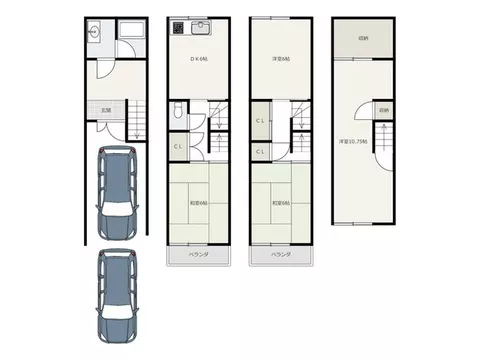 6.8 million yen, 4DK with parking for 2 cars! Spacious living with all rooms over 6 tatami mats