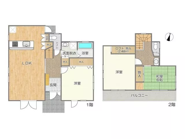 Spacious land of approximately 124 tsubo with an open feel, all rooms are over 6 tatami mats, 3LDK with a loft.