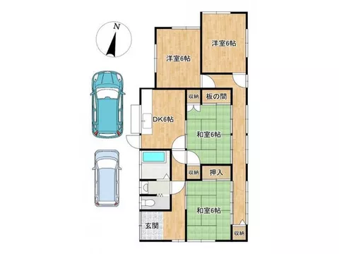 A popular single-story house. A convenient 4DK. Well-equipped with water supply, sewerage, and city gas. - Image 2